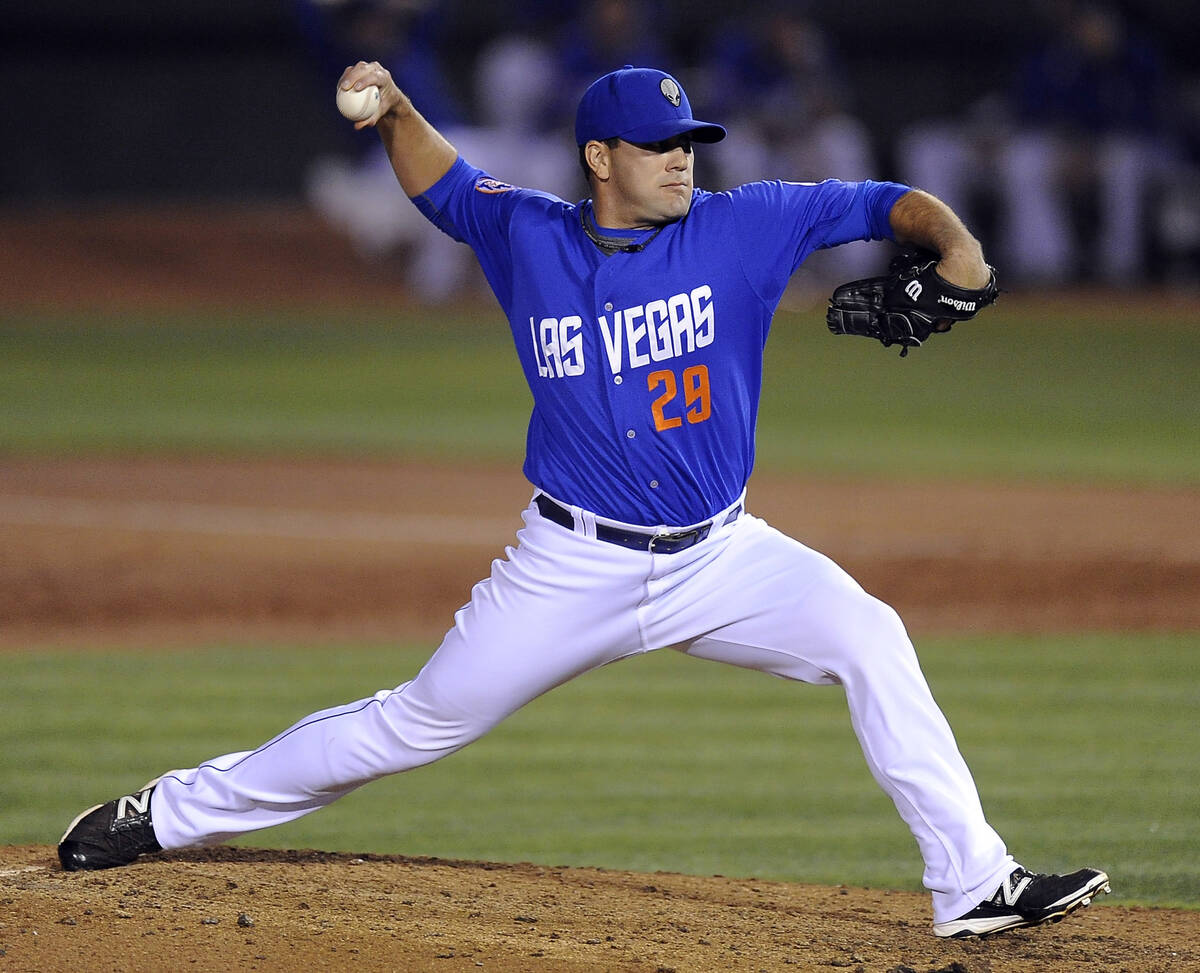 Las Vegas 51s pitcher Chasen Bradford delivers against the Nashville Sounds at Cashman Field in ...