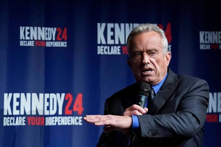 Robert F. Kennedy Jr. speaks during a campaign event at the Adrienne Arsht Center for the Perfo ...