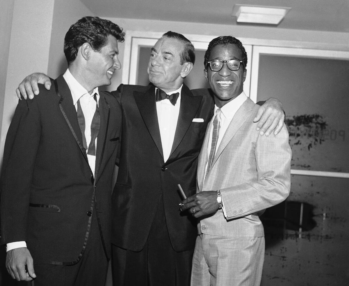 From left, Eddie Fisher, Eddie Cantor and Sammy Davis Jr. are seen at the Tropicana, June 19, 1 ...