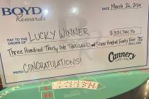 A local player won $331,744 while playing Fortune Pai Gow Poker on Tuesday, March 26, 2024, at ...