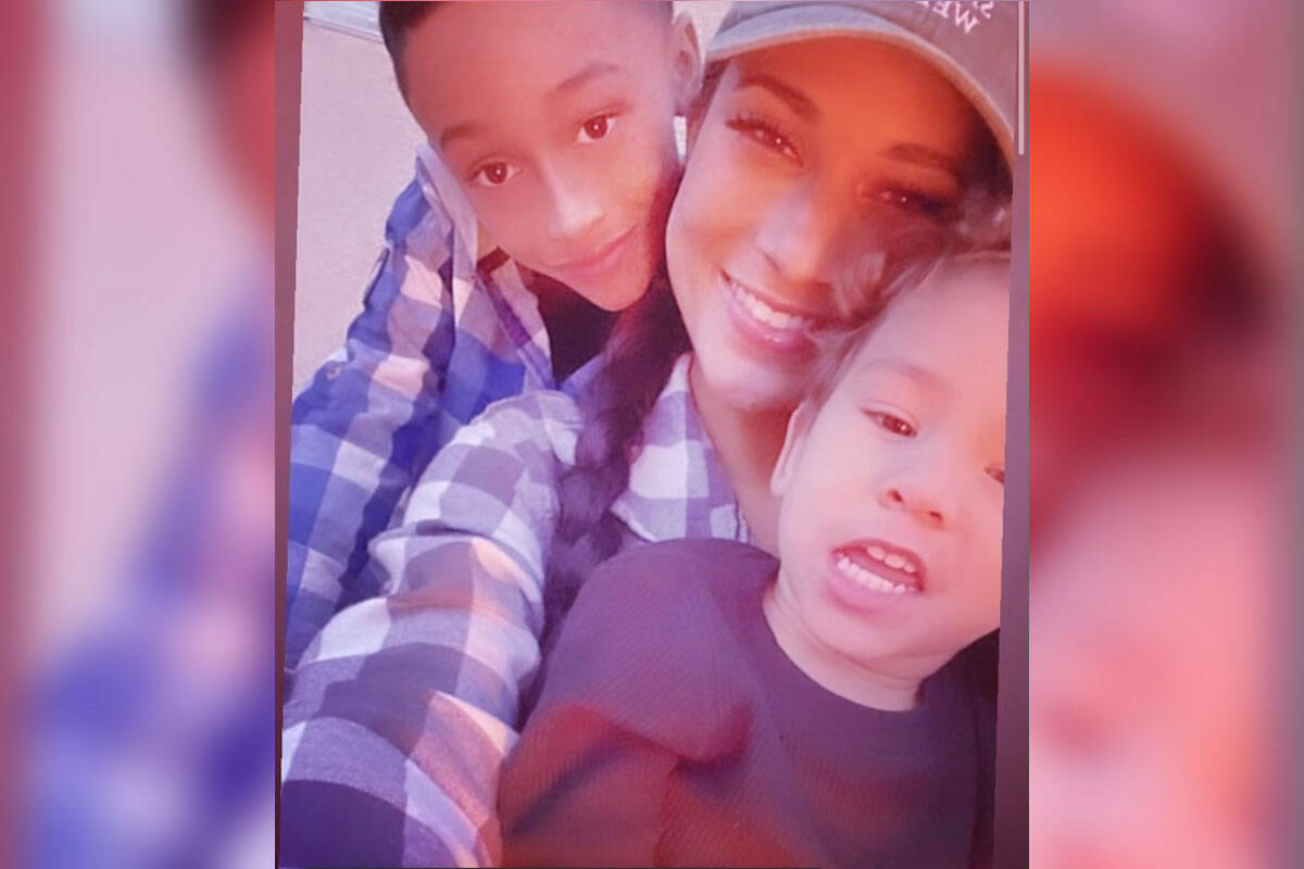 Malia Hoenshell, 29, and her two sons Zaiden Grandon, 9, and Phoenix Henley, 3, all of Henderso ...