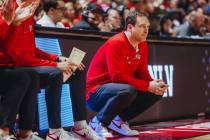 UNLV head coach Kevin Kruger watches game action during a second-round NIT game between Boston ...