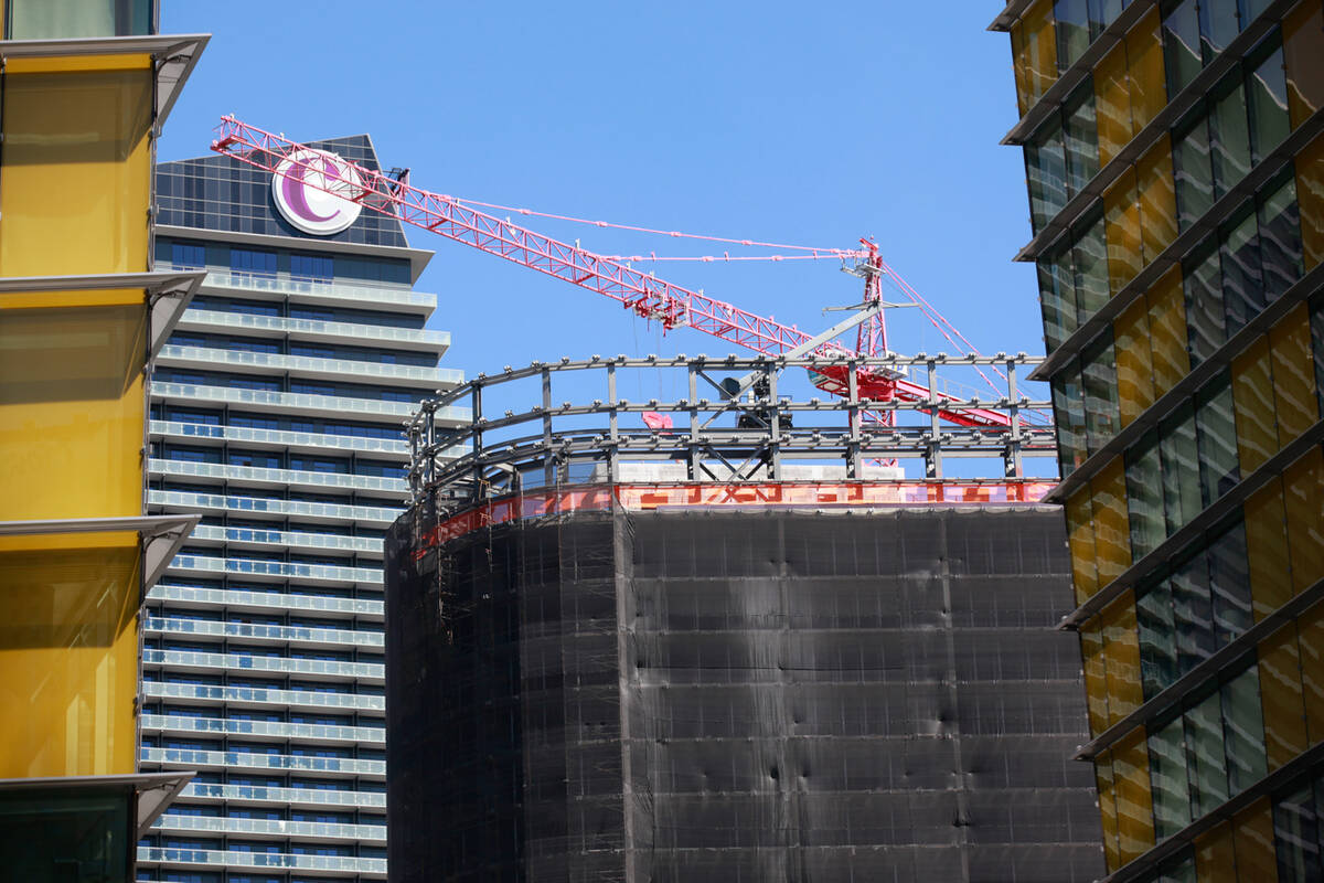 Construction crews work on demolishing the unfinished Harmon Hotel at CityCenter in Las Vegas o ...