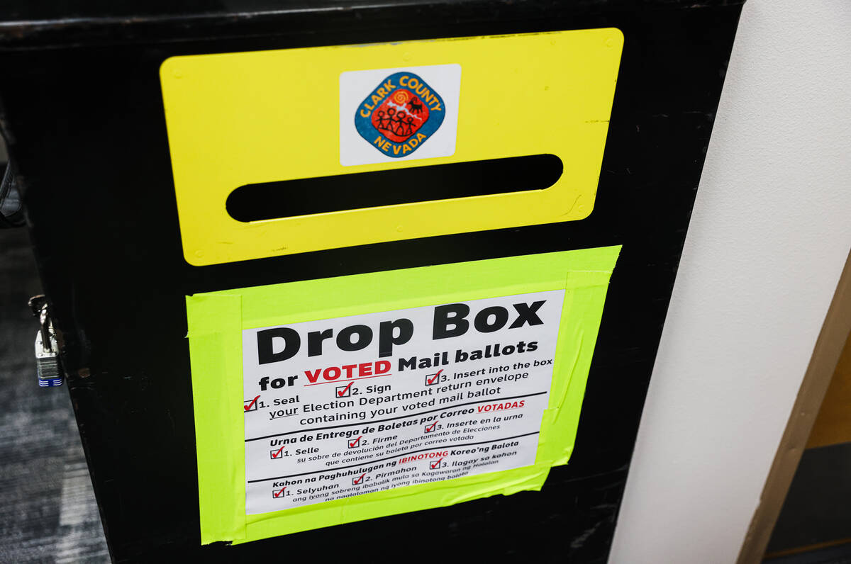A drop box for ballots at the Clark County Election Department in North Las Vegas, Tuesday, Mar ...