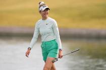 Nelly Korda walks up the eighth fairway during the first round of LPGA Ford Championship golf t ...