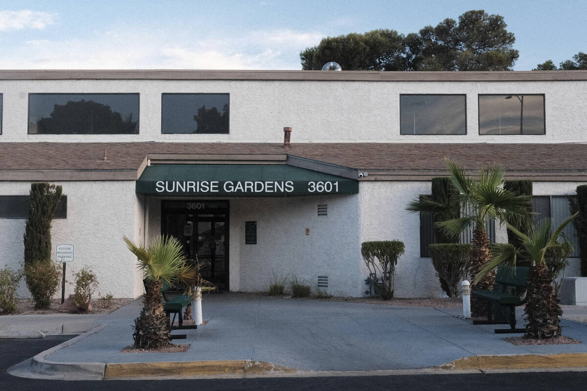 The Sunrise Garden Apartments, a senior living complex in Las Vegas, is seen on July 16, 2022. ...