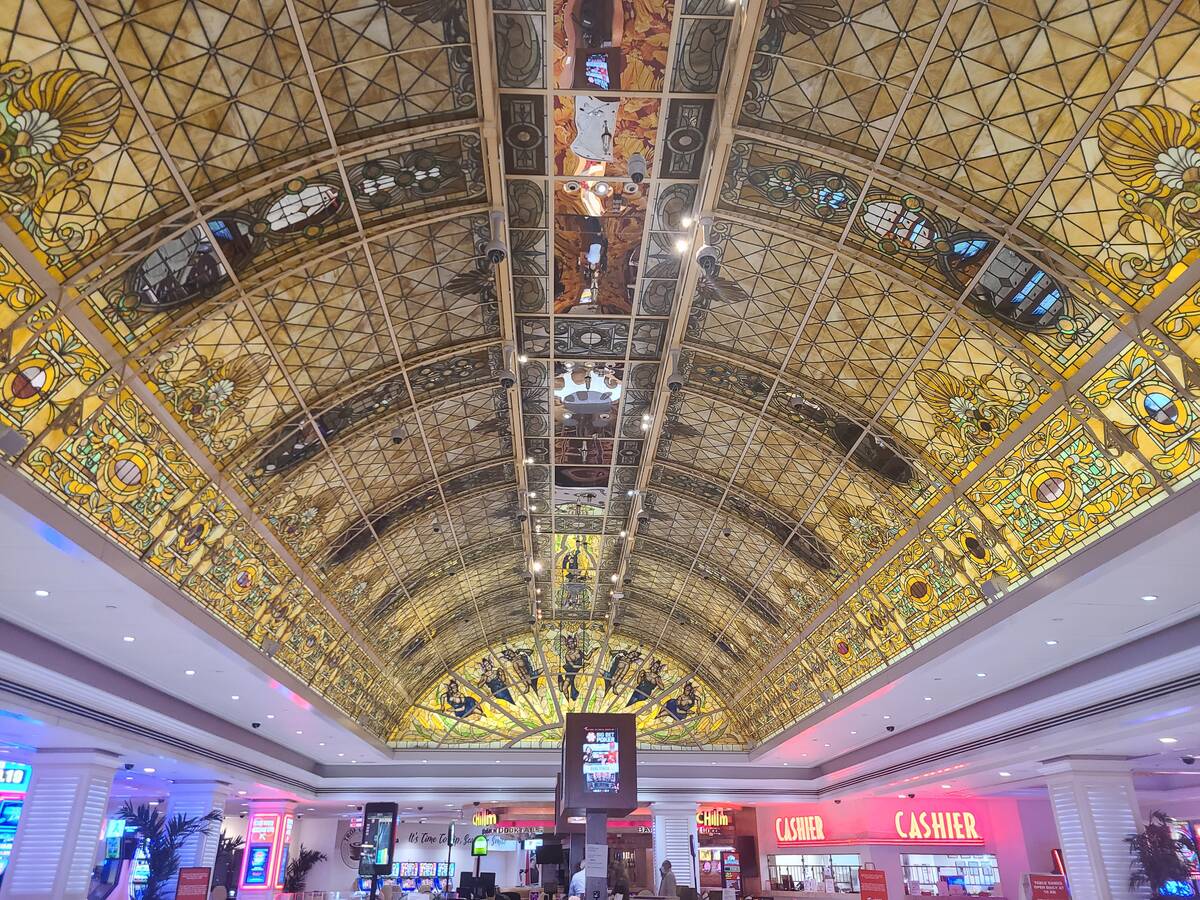 A stained-glass canopy over the Tropicana's main casino on Friday, March 29, 2024, is one of th ...