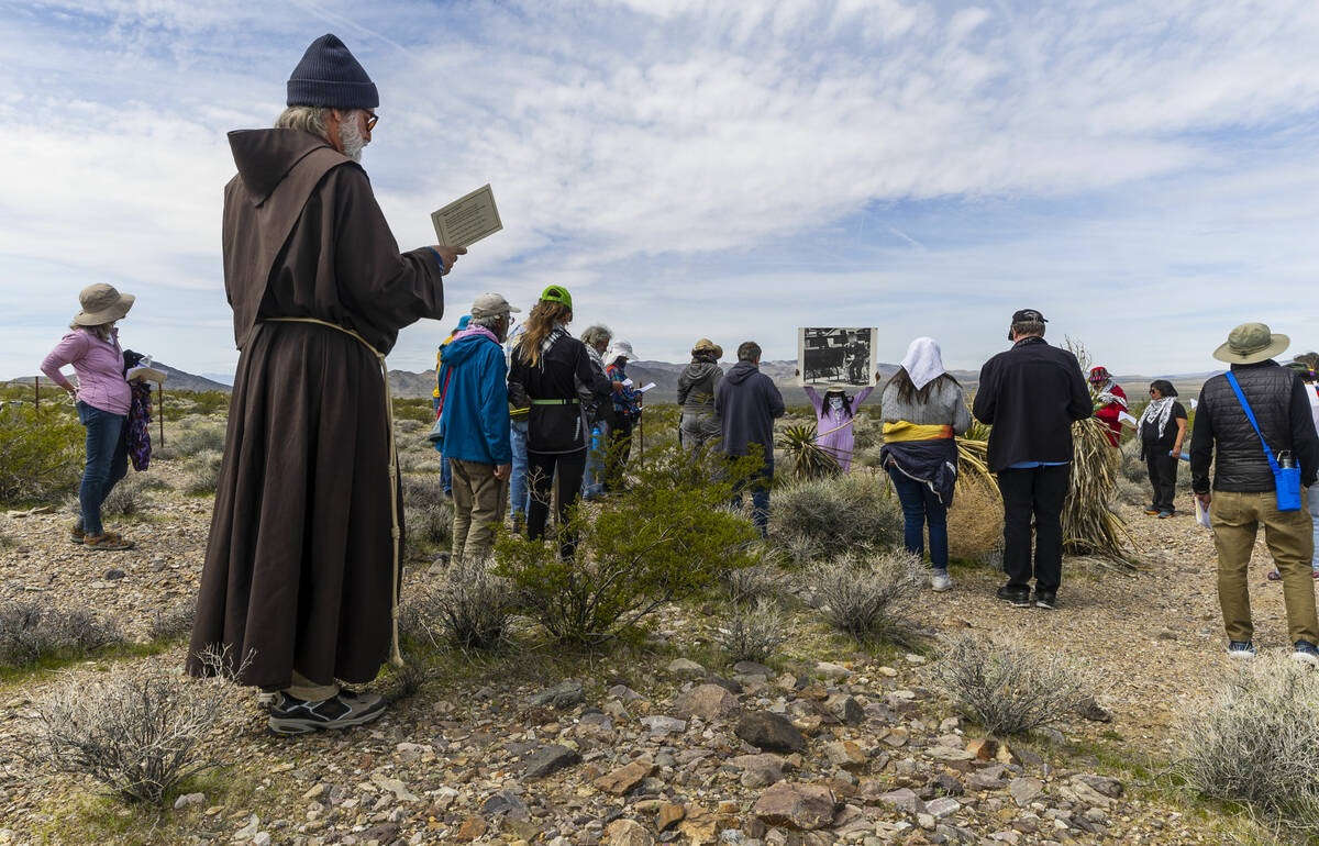 Participants including Brother Mark Schroeder, a Franciscan friar, join the Nevada Desert Exper ...