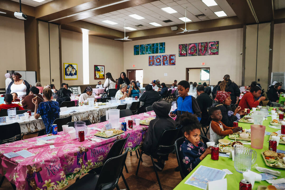 An annual Easter meal is served at the Las Vegas Rescue Mission on Friday, March 29, 2024, in L ...