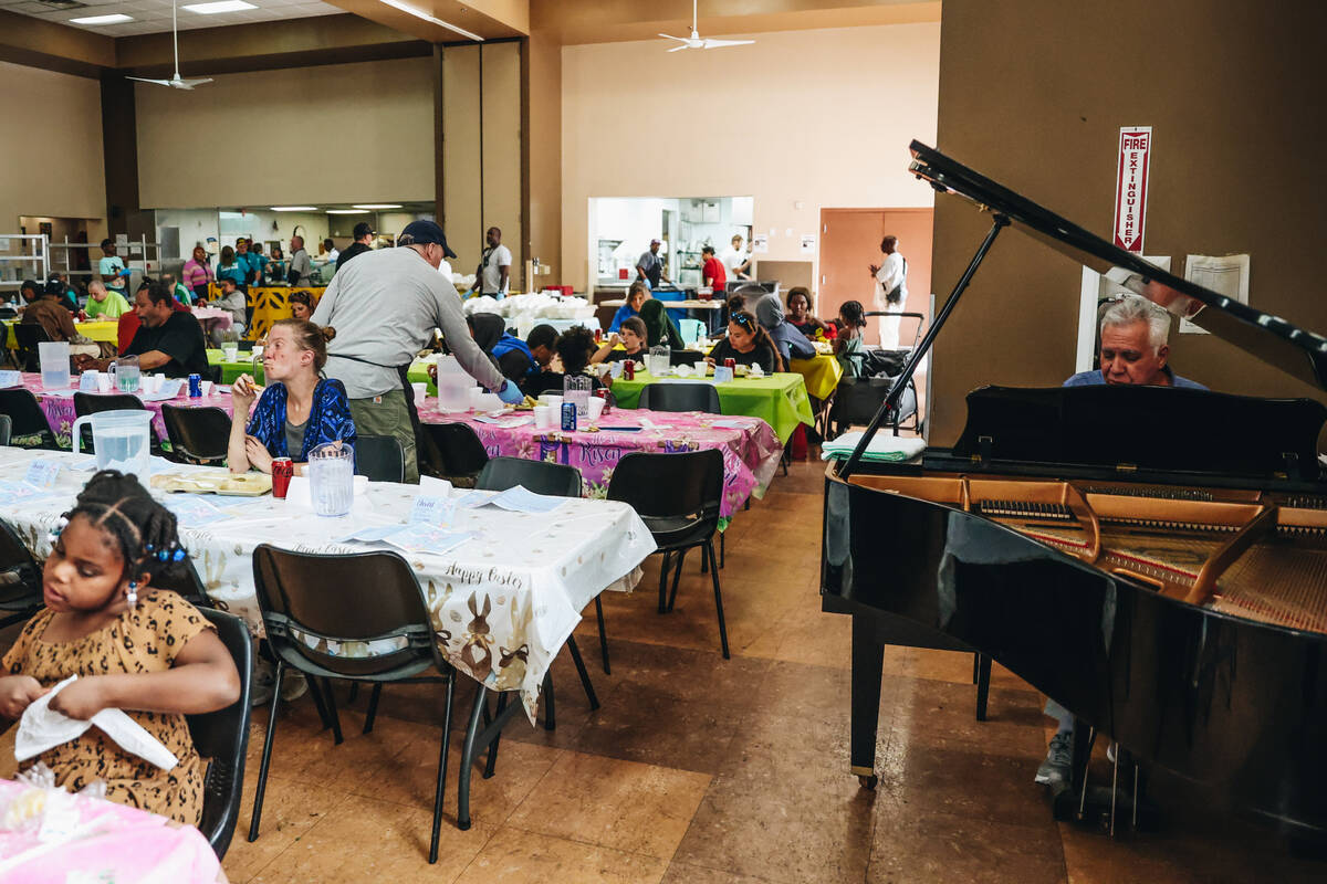 An annual Easter meal is served at the Las Vegas Rescue Mission on Friday, March 29, 2024, in L ...