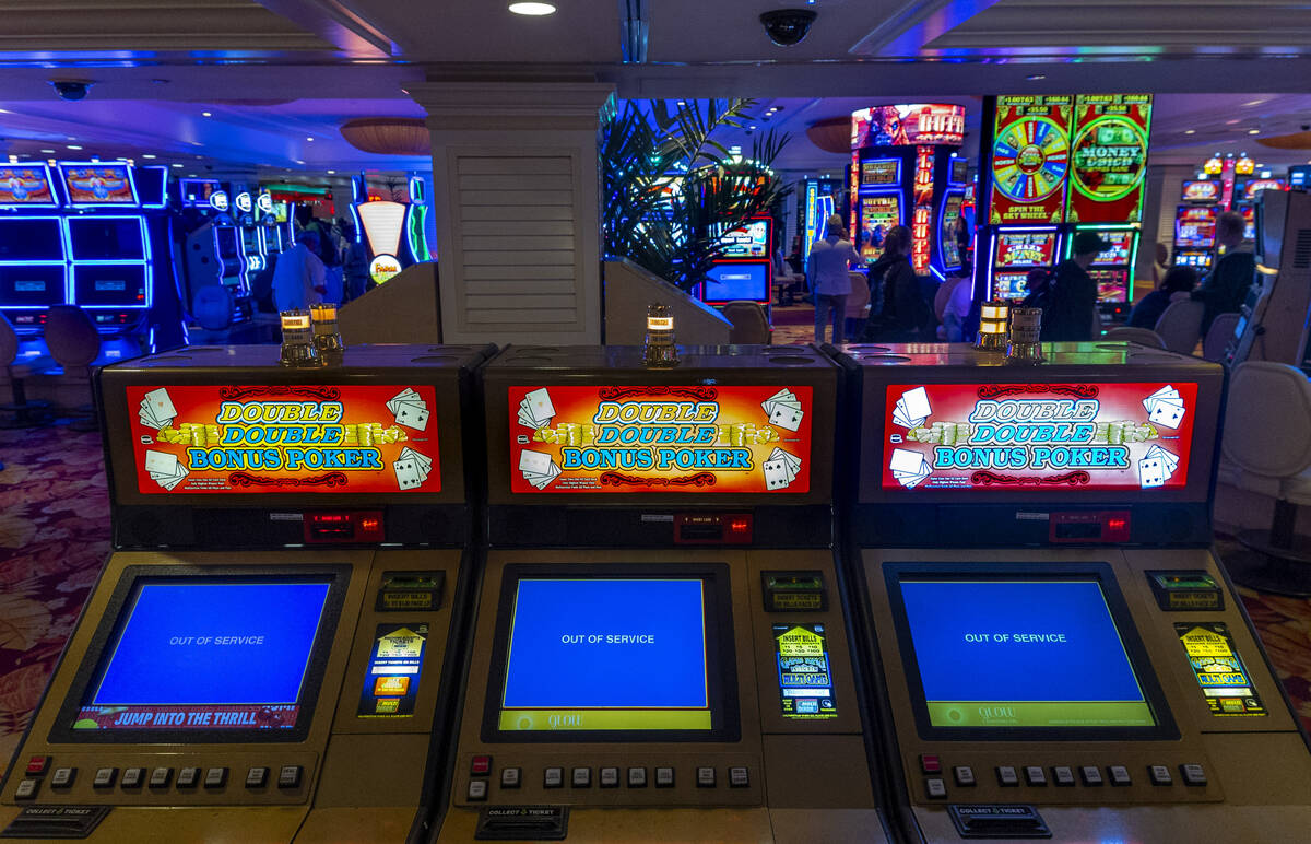 A few remain still on as most electronic games and slot machines are shut down at the Tropicana ...