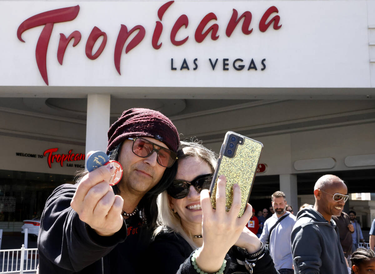 Todd Osterhouse of Texas displays his Tropicana hotel-casino's gaming chips as he poses for a s ...