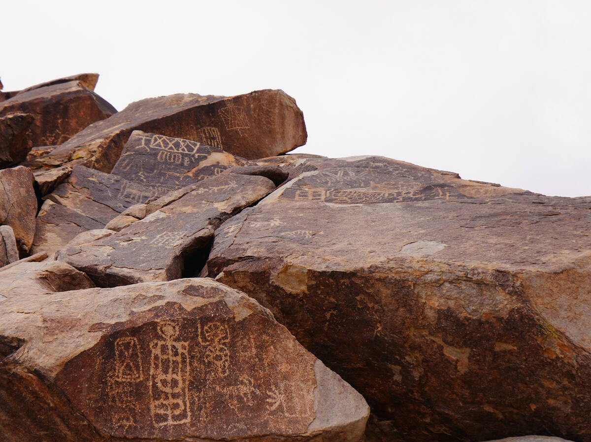 Grapevine Canyon shelters petroglyph panels with messages etched into rock by Native Americans ...