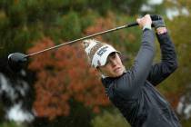 Nelly Korda hits a tee shot at the 11th hole during the final round of LPGA Ford Championship g ...