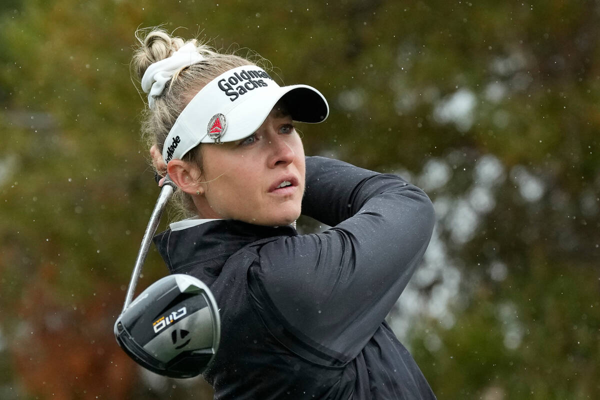 Nelly Korda hits a tee shot at the 11th hole during the final round of LPGA Ford Championship g ...