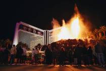 The Mirage volcano ignites for the first time after being closed for most of February on Friday ...
