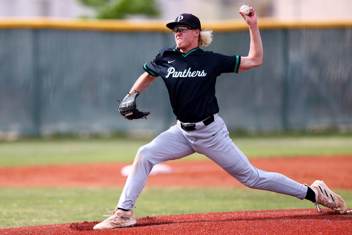 Palo Verde pitcher Mayson Reichartz throws to Las Vegas during a high school baseball game on T ...