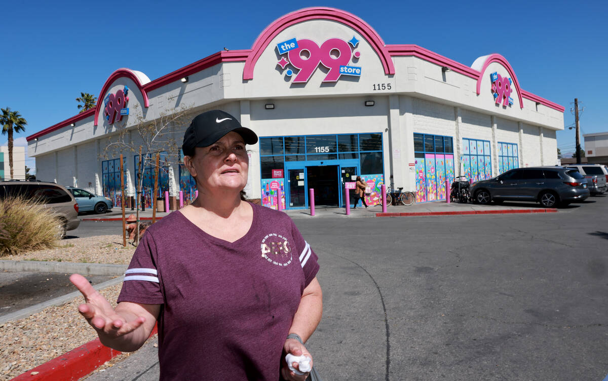 Shopper Treila Morgan talks to a reporter at the 99 Cents Only store at Maryland Parkway and Ch ...