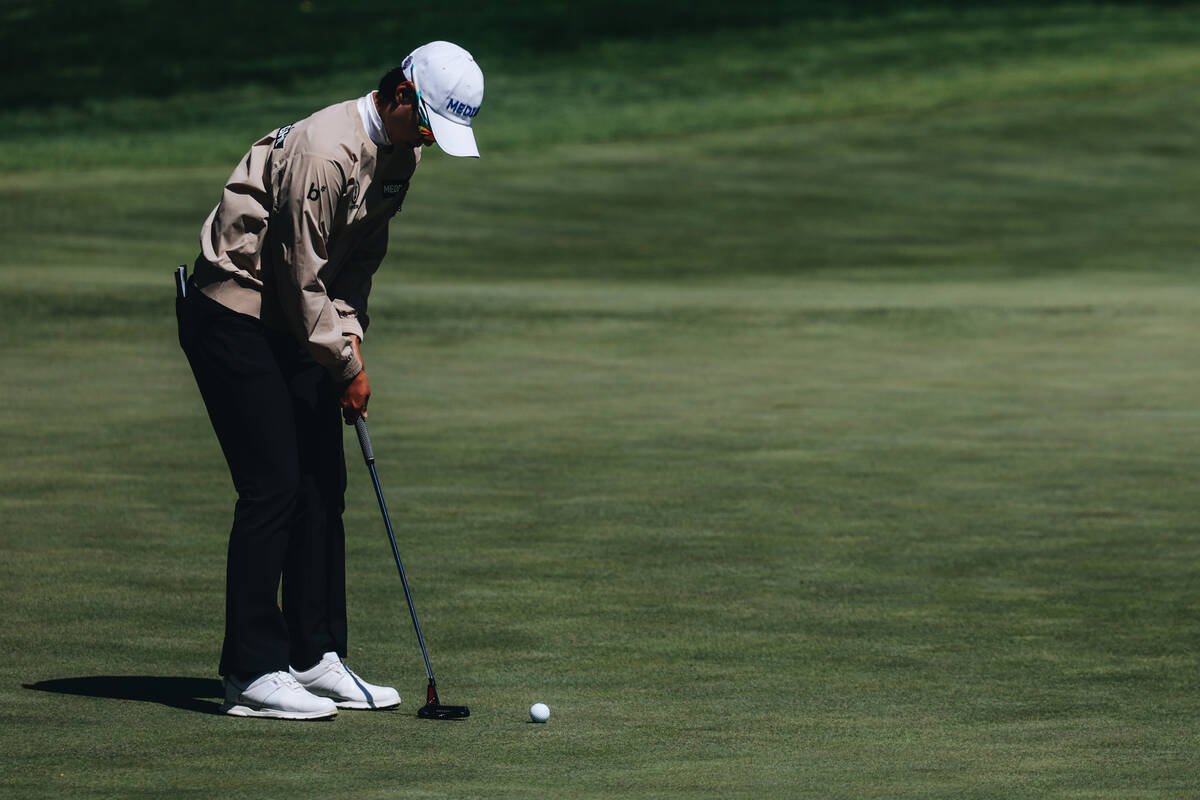 Narin An putts the ball during the T-Mobile Match Play semifinals at Shadow Creek Golf Course o ...