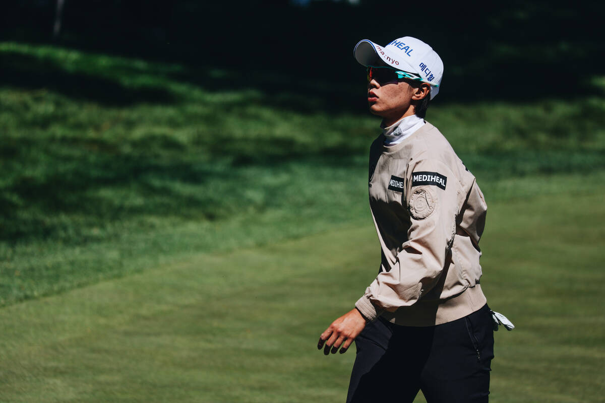 Narin An walks to the next hole during the T-Mobile Match Play semifinals at Shadow Creek Golf ...