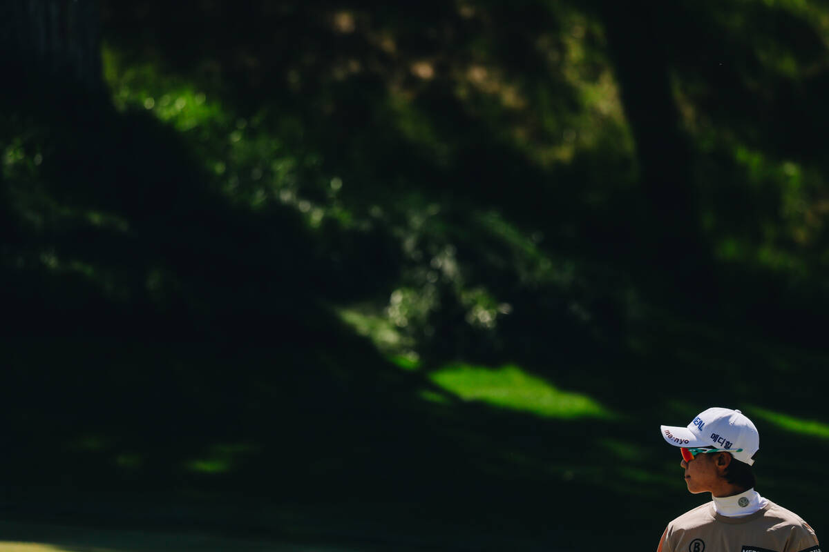 Narin An waits to begin another hole during the T-Mobile Match Play semifinals at Shadow Creek ...