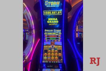 A guest won a $718,073.13 jackpot Sunday, April 7, 2024, on a Dollar Storm Mega Grand Link slot ...