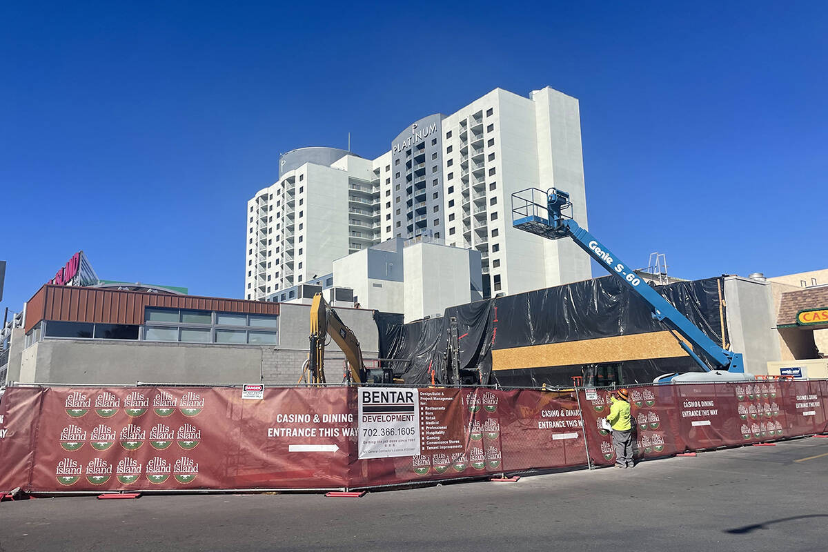 Crews work on the Ellis Island casino expansion project. The expanded casino floor is expected ...