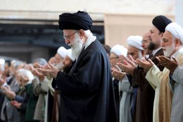 In this photo released by the official website of the office of the Iranian supreme leader, Aya ...