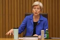 Sen. Elizabeth Warren (D-Mass.) speaks during a hearing examining private equity in health care ...