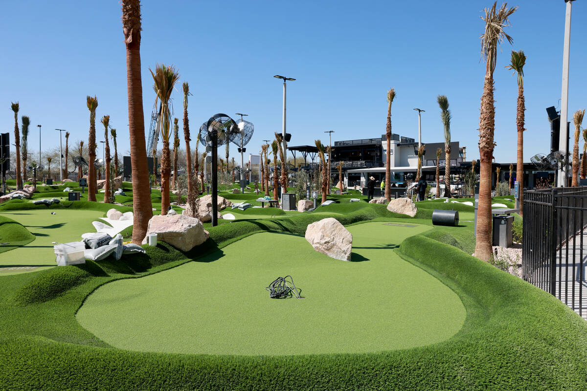 PopStroke mini-golf and entertainment facility at Town Square Las Vegas is shown under construc ...