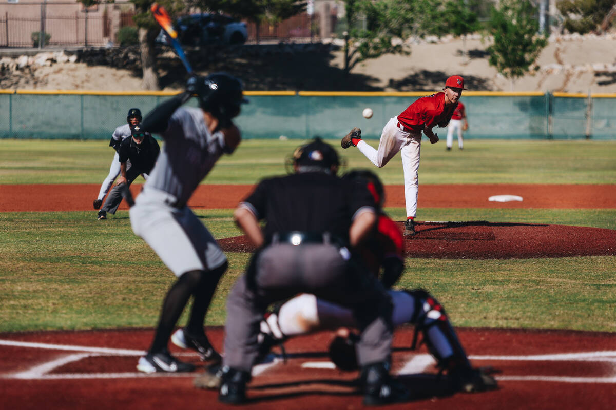 Las Vegas pitcher Mickey Martinez (7) throws the ball from the pitchers mound during a baseball ...