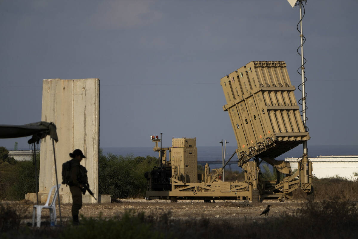 FILE - A battery of Israel's Iron Dome defense missile system, deployed to intercept rockets, s ...