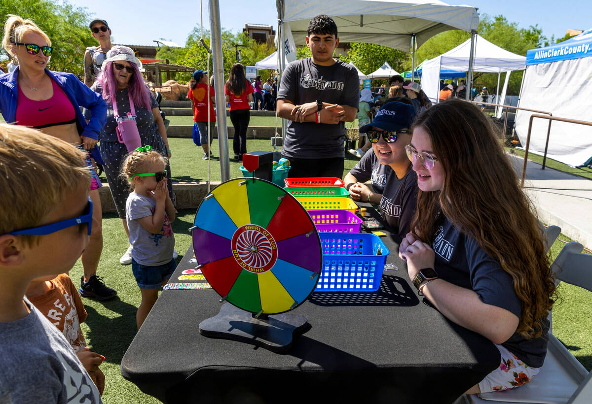 Kira Anderson, right, and others with the Southern Nevada Water Authority's Youth Conservation ...