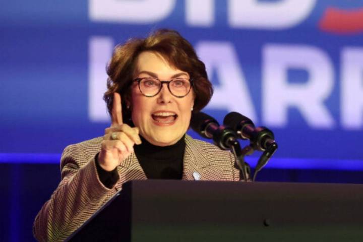 Sen. Jacky Rosen, D-Nev., speaks at Pearson Community Center on Sunday, Feb. 4, 2024, in North ...