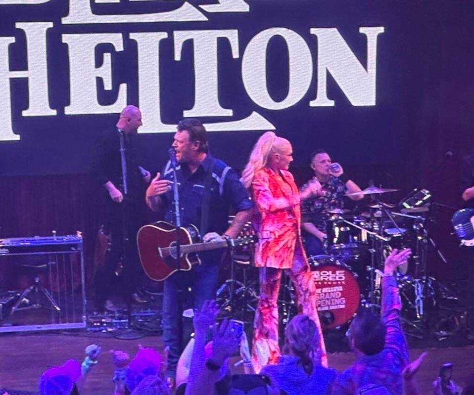 Blake Shelton and Gwen Stefani appear at the grand opening of Ole Red Las Vegas on Tuesday, Apr ...