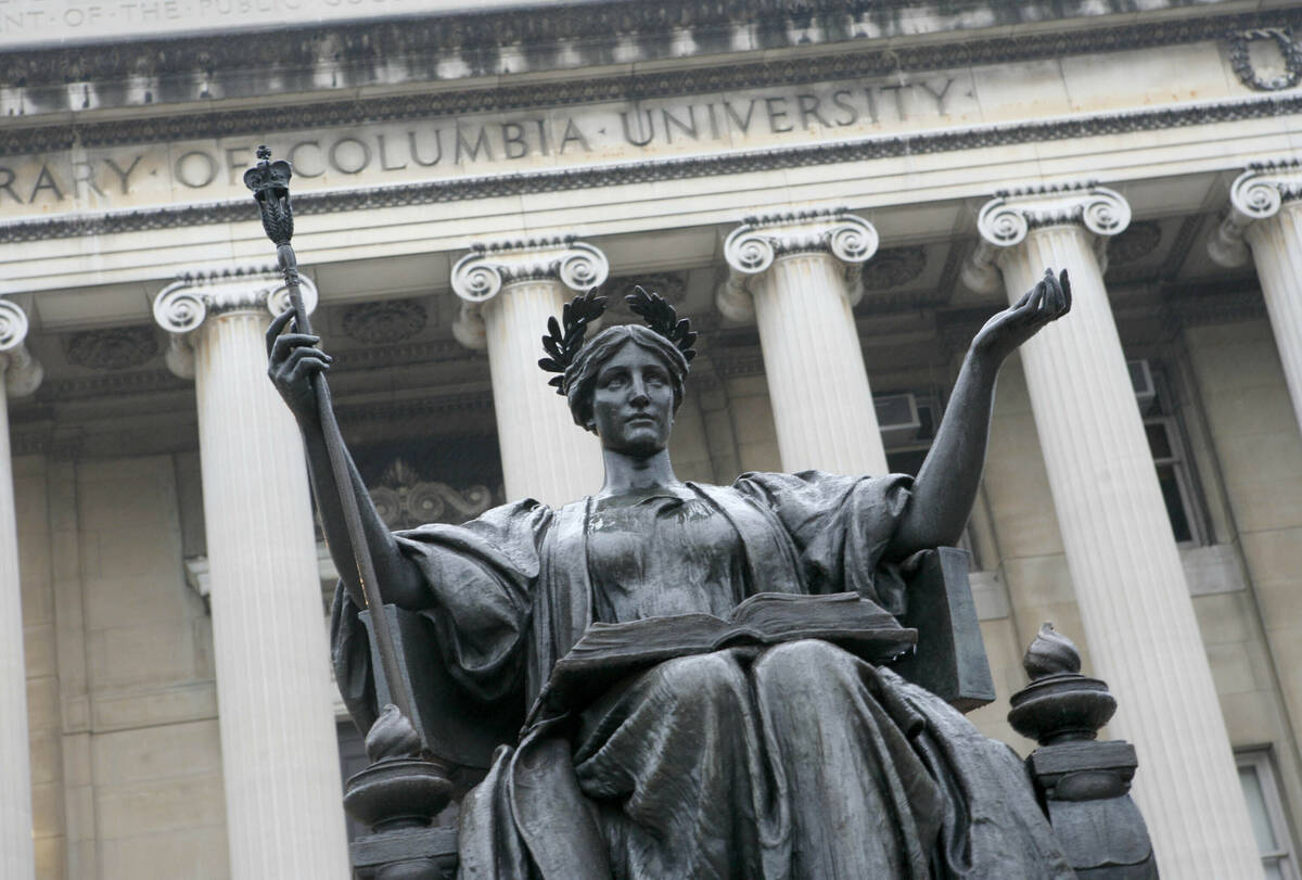 FILE - The statue of Alma Mater on the campus of Columbia University in New York, Oct. 10, 2007 ...
