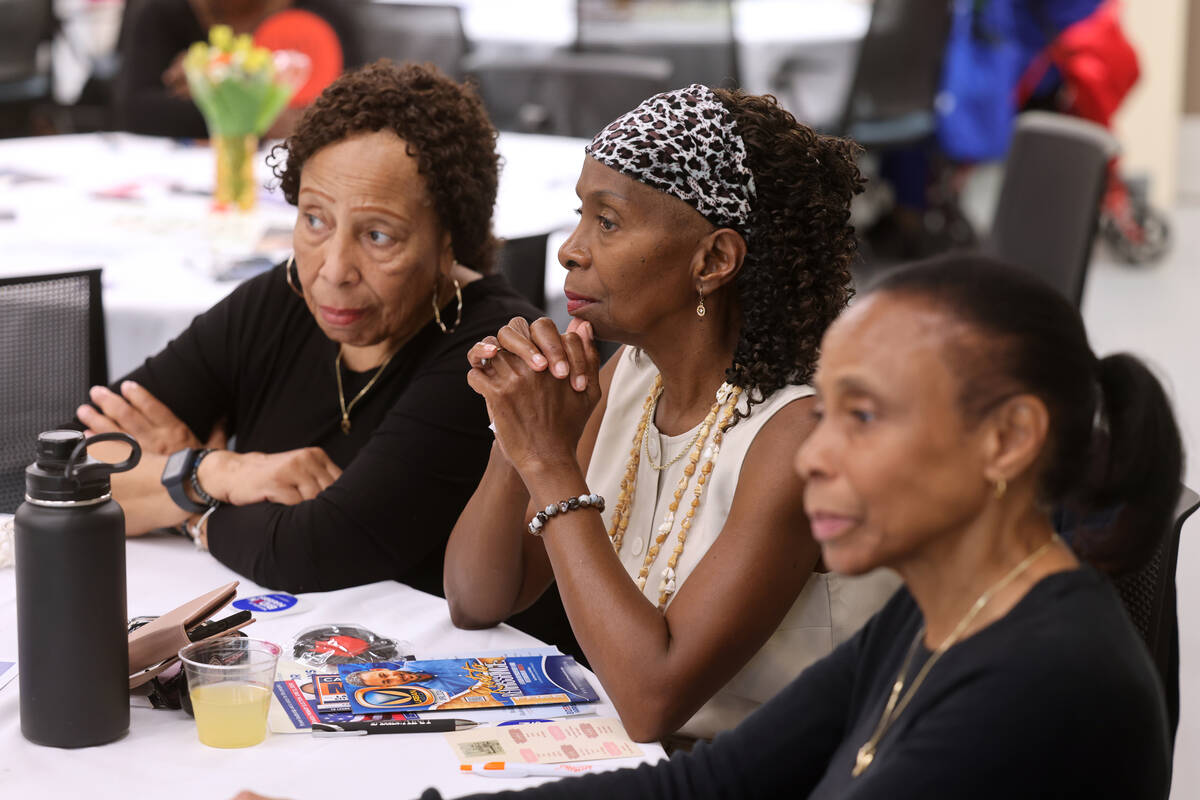 Audience members listen during a Biden-Harris campaign event marking Black Maternal Health Week ...