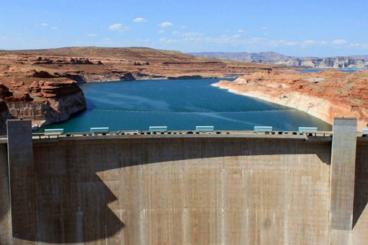 The Glen Canyon Dam is seen, Aug. 21, 2019, in Page, Ariz. (AP Photo/Susan Montoya Bryan, File)