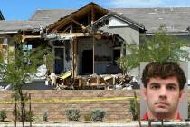 Henderson police said Thursday, April 18, 2024, that Trevor Cooper (inset) had five rifles and ...