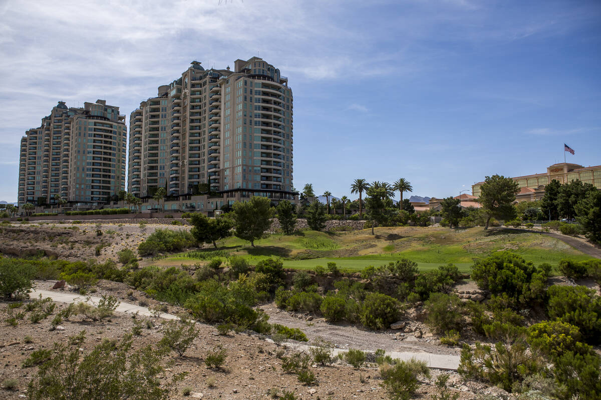 The defunct Badlands golf course is shown adjacent to One Queensridge Place near the corner of ...