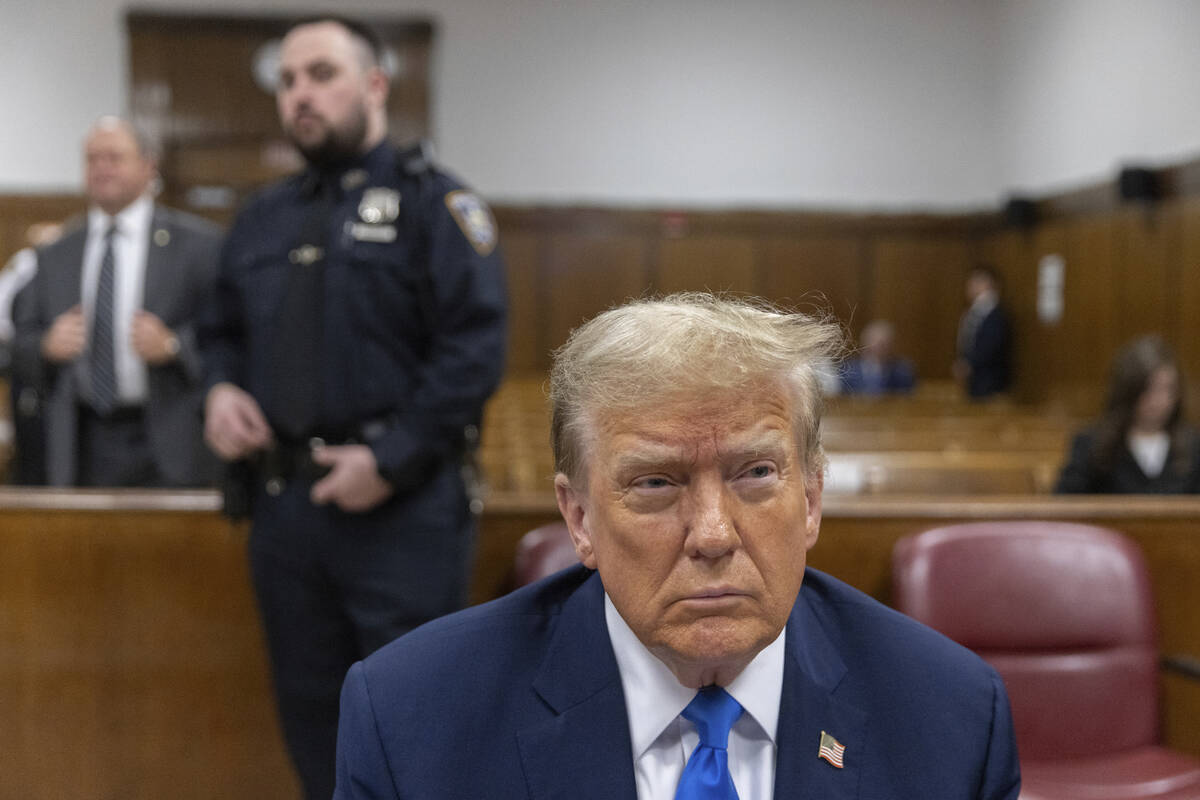 Former President Donald Trump awaits the start of proceedings during jury selection at Manhatta ...