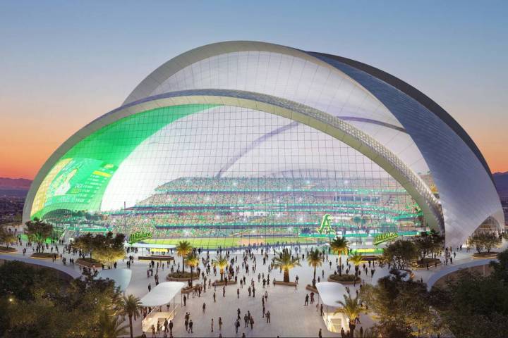 An artist's rendering of the Oakland Athletics planned Las Vegas ballpark. (Athletics)