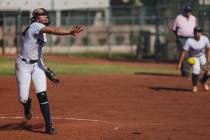 Shadow Ridge’s Josslin Law (4) pitches the ball during a softball game between Shadow Ri ...