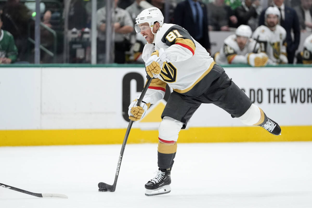Vegas Golden Knights right wing Jonathan Marchessault (81) shoots during an attack in the secon ...