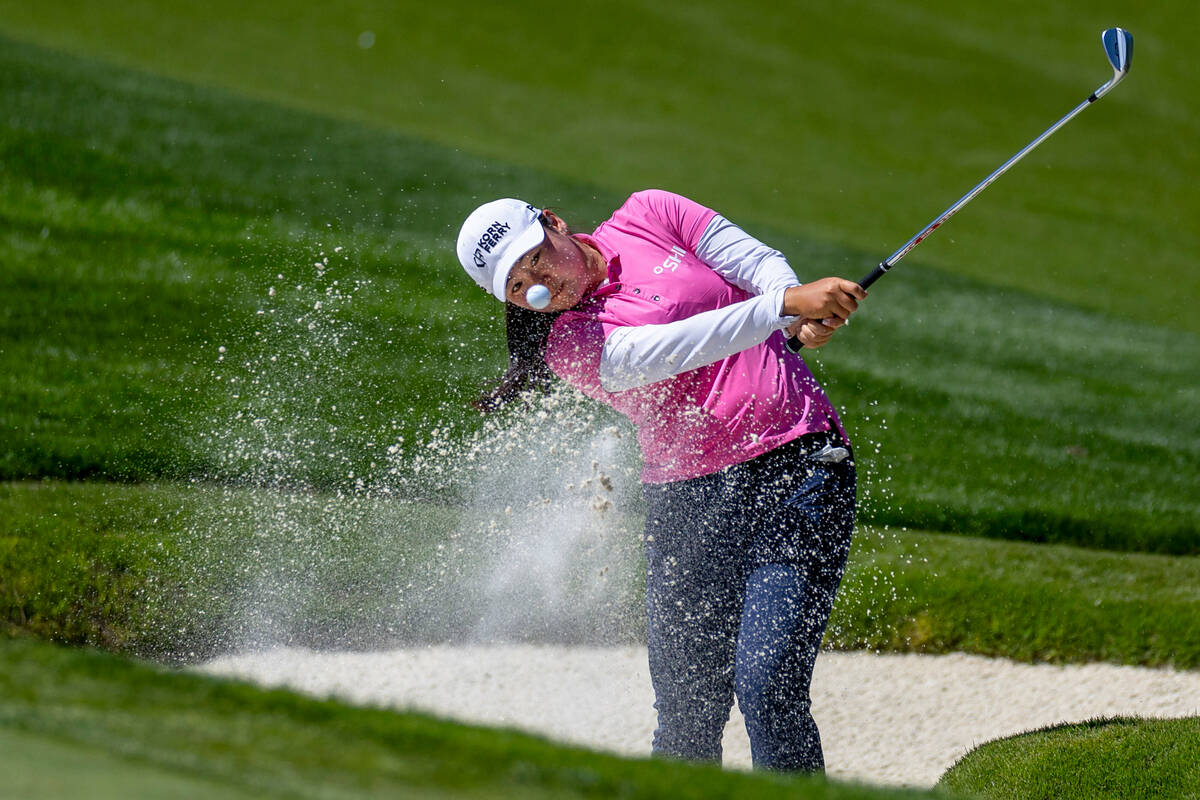 Allisen Corpuz blasts out of the sand trap on hole #7 during the second day of the LPGA T-Mobil ...