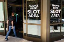 Smoke free slot aree is seen at the Plaza hotel and casino, on Thursday, June 8, 2023, in downt ...