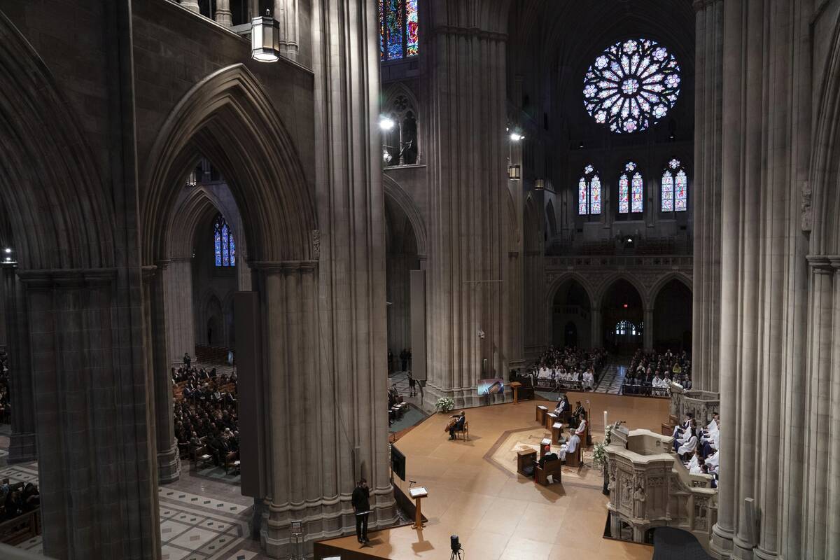 Yo-Yo Ma plays the cello during the World Central Kitchen's memorial service at the National Ca ...