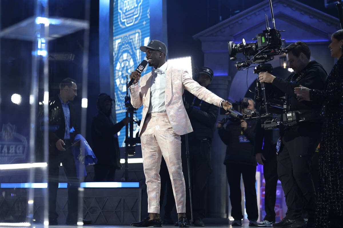 Alabama cornerback Terrion Arnold speaks after being chosen by the Detroit Lions with the 24th ...