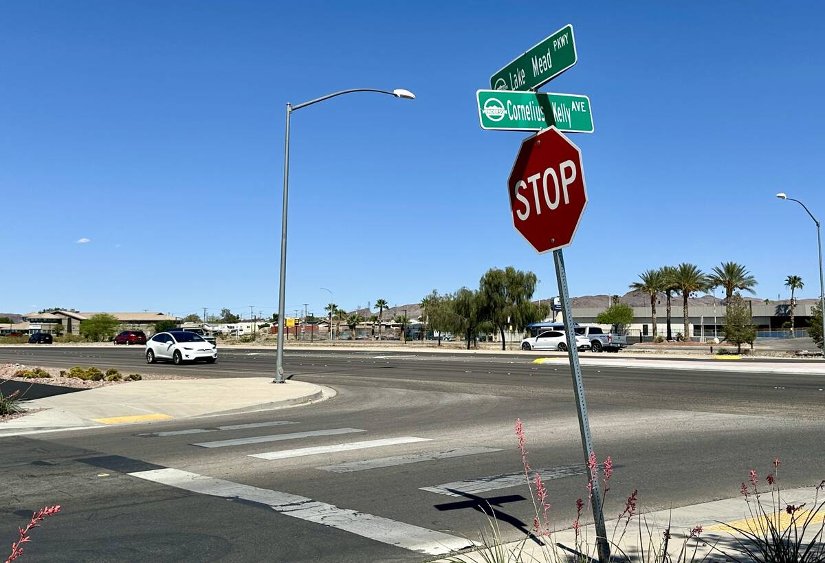 Lake Mead Parkway and Cornelius Kelly Avenue in Henderson, where a 71-year-old man using a whee ...