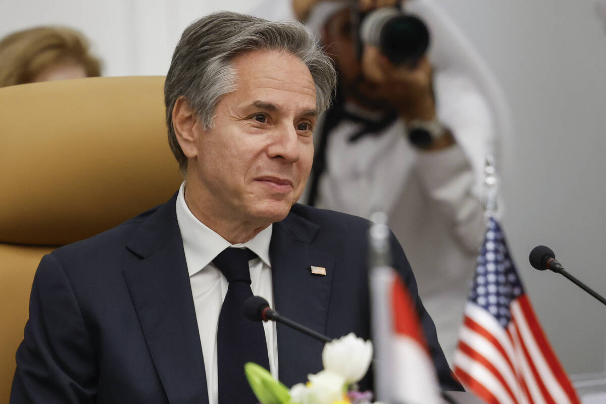 U.S. Secretary of State Antony Blinken attends the U.S.-Arab Quint Meeting with representatives ...